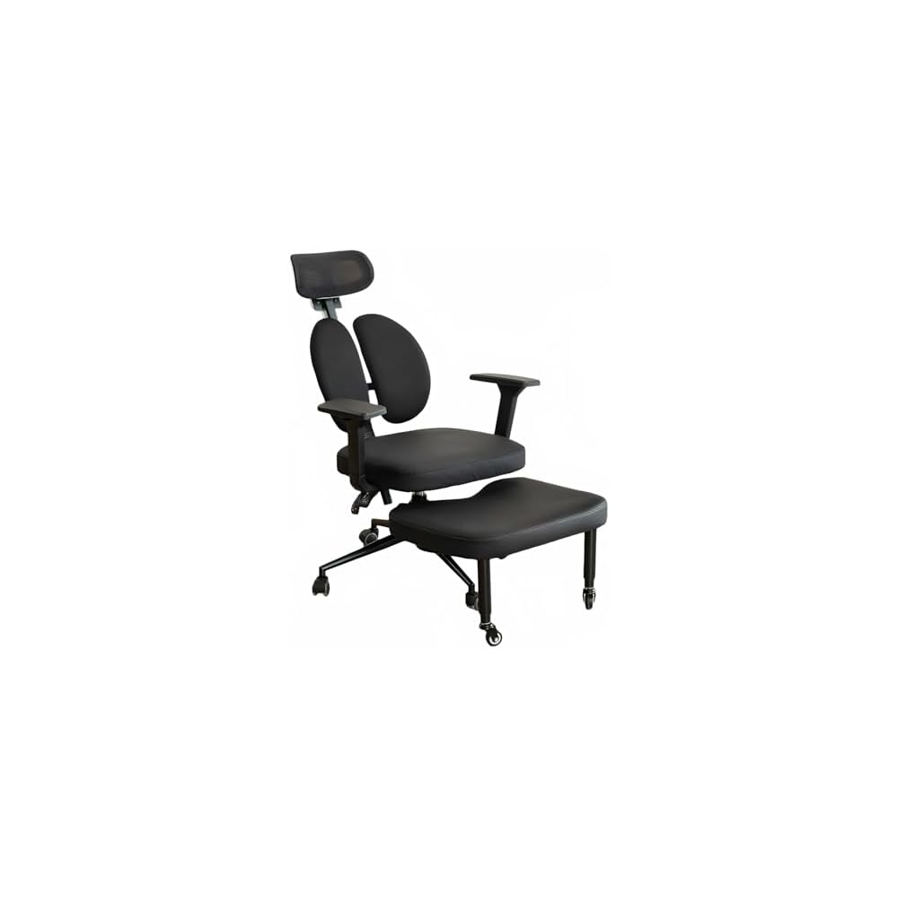 Ergonomic Office Chair with Footrest,Criss Cross Office Chair with Split Lumbar Backrest, Adjustable Height, Modern Style, Black, for Home Office