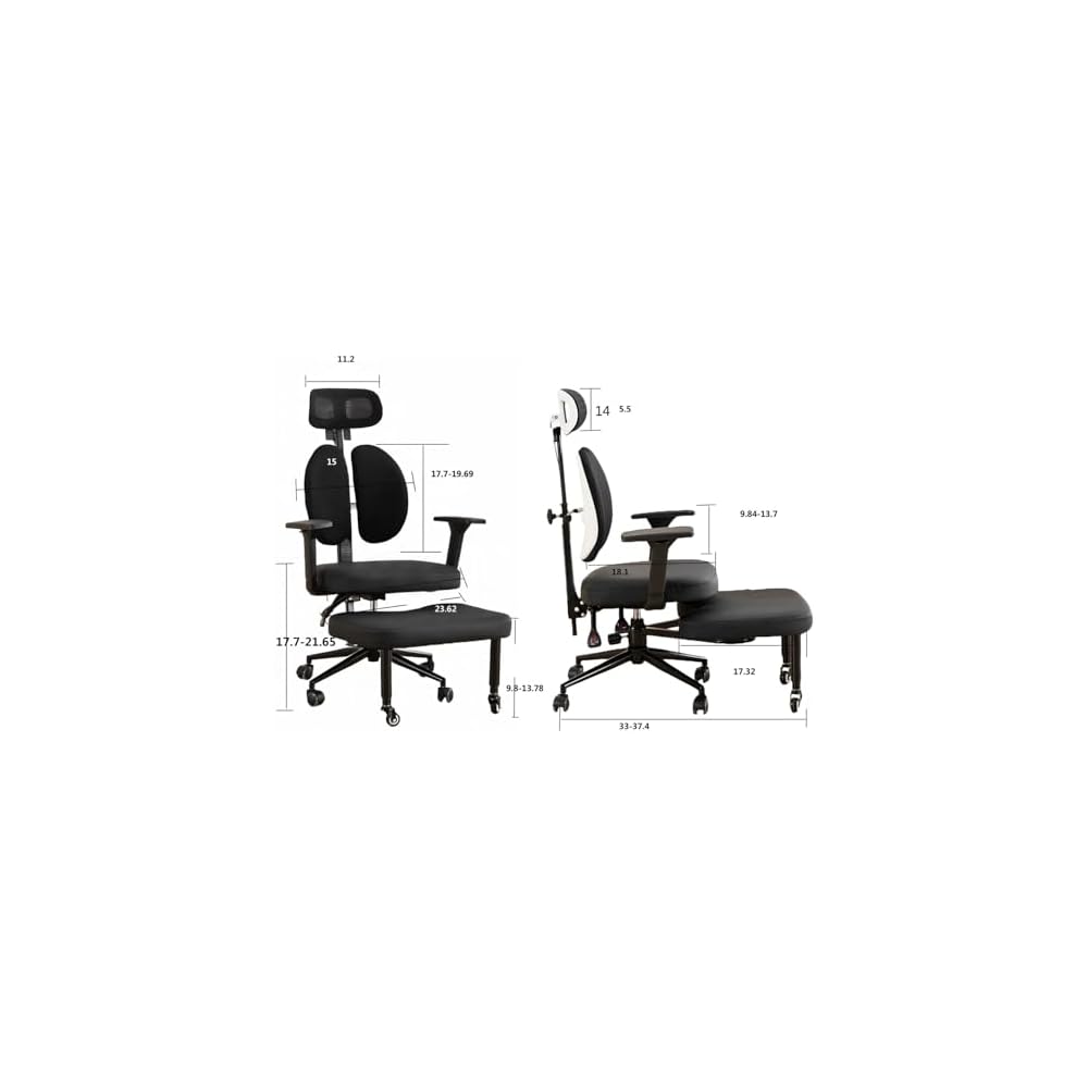 Ergonomic Office Chair with Footrest,Criss Cross Office Chair with Split Lumbar Backrest, Adjustable Height, Modern Style, Black, for Home Office