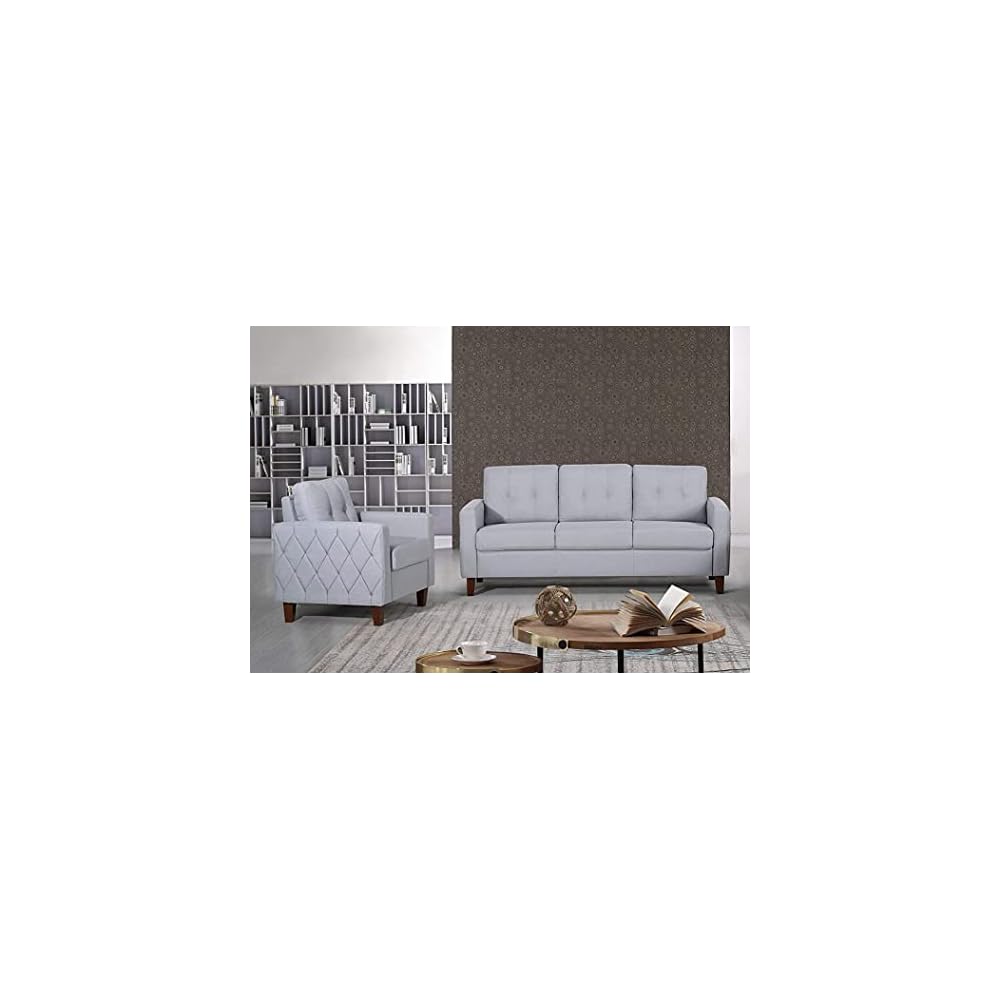 Container Furniture Rossetti Tufted Accent Armchair, Mid Century Upholstered Sofa Chair for Living Room, Bedroom, Home Office with Removable Seat and Back Cushion in Dark Gray, 32.87 Inches