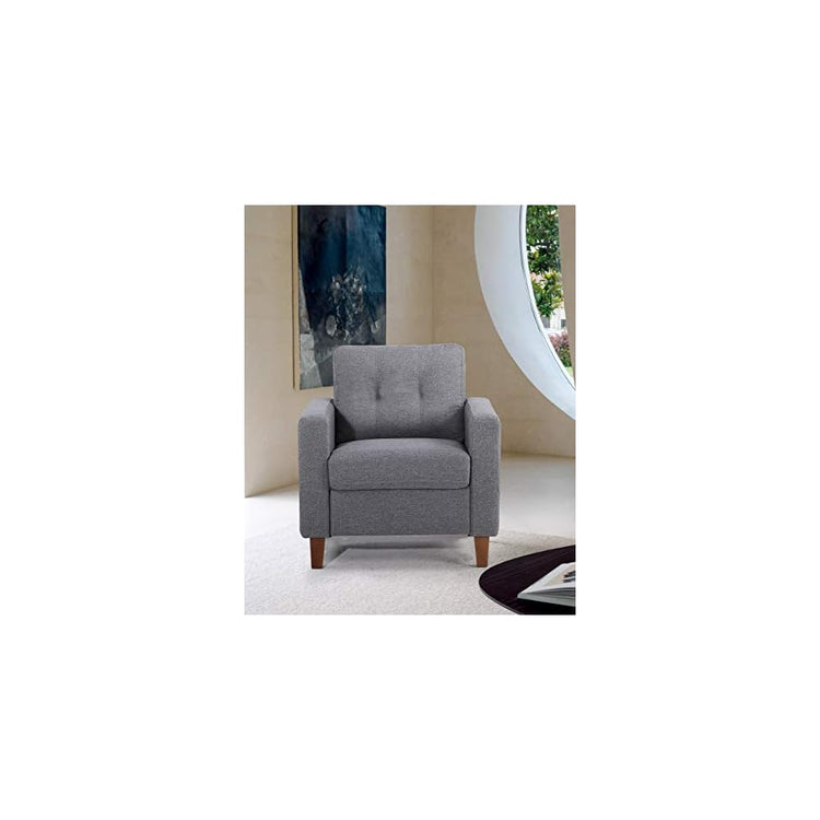Container Furniture Rossetti Tufted Accent Armchair, Mid Century Upholstered Sofa Chair for Living Room, Bedroom, Home Office with Removable Seat and Back Cushion in Dark Gray, 32.87 Inches