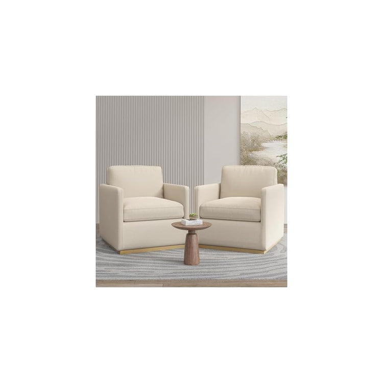 Swivel Barrel Chair, Premium Comfy Round Accent Chair for Living Room, Mid Century Modern Reading Chair for Adults, Wingback Armchair for Small Spaces, Bedroom Side Chairs for Home/Office/Linen Beige