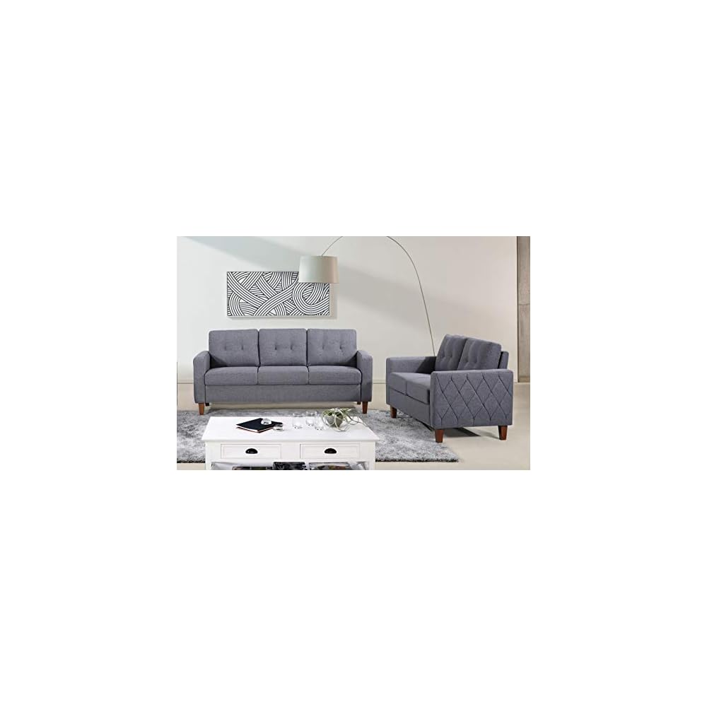 Container Furniture Rossetti Tufted Accent Armchair, Mid Century Upholstered Sofa Chair for Living Room, Bedroom, Home Office with Removable Seat and Back Cushion in Dark Gray, 32.87 Inches