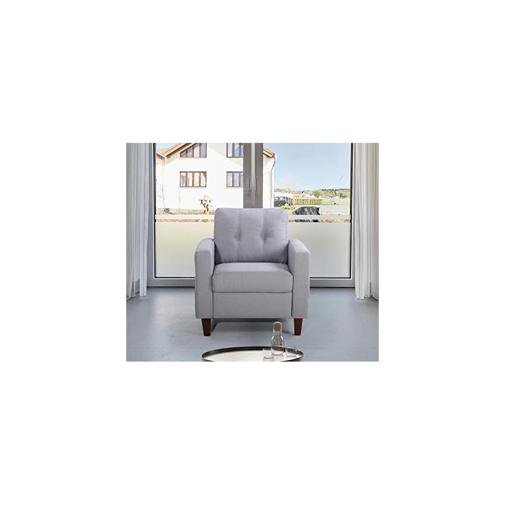 Container Furniture Rossetti Tufted Accent Armchair, Mid Century Upholstered Sofa Chair for Living Room, Bedroom, Home Office with Removable Seat and Back Cushion in Dark Gray, 32.87 Inches