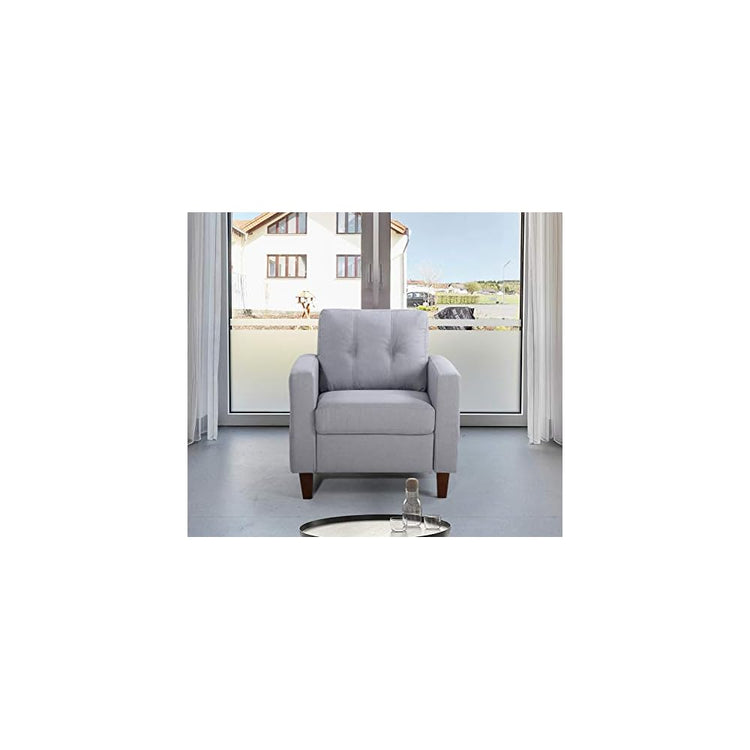 Container Furniture Rossetti Tufted Accent Armchair, Mid Century Upholstered Sofa Chair for Living Room, Bedroom, Home Office with Removable Seat and Back Cushion in Dark Gray, 32.87 Inches