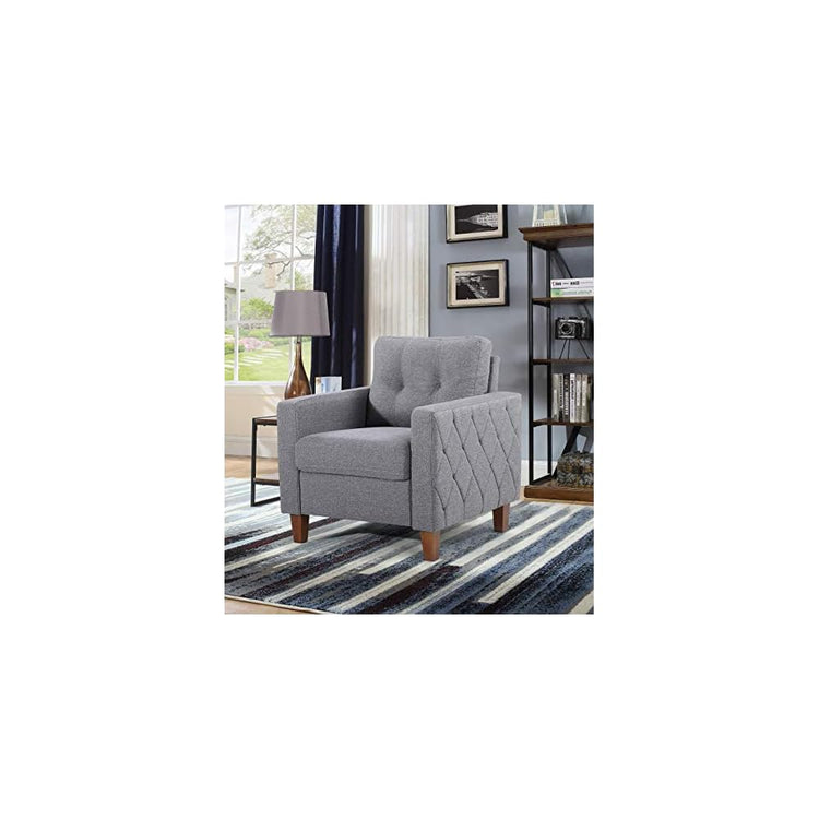Container Furniture Rossetti Tufted Accent Armchair, Mid Century Upholstered Sofa Chair for Living Room, Bedroom, Home Office with Removable Seat and Back Cushion in Dark Gray, 32.87 Inches