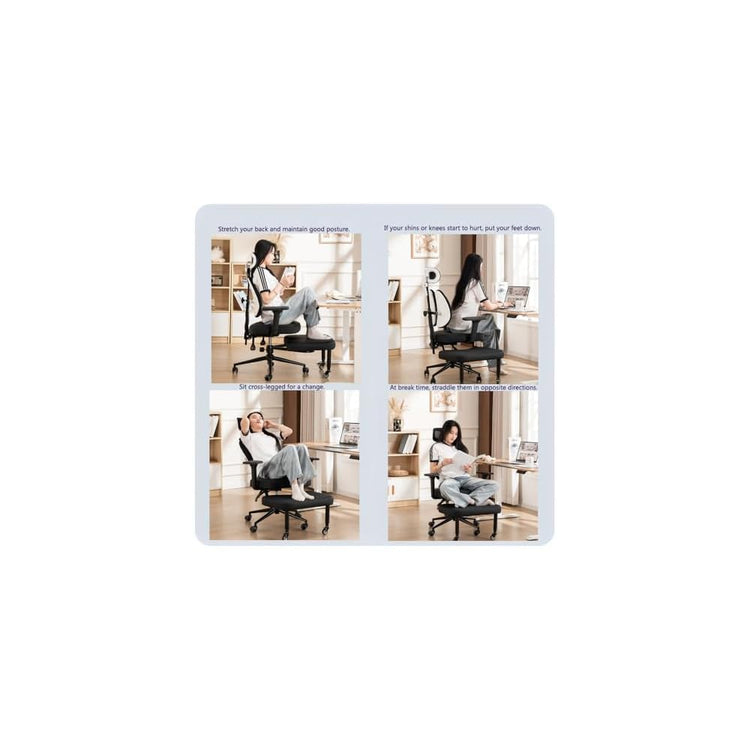Ergonomic Office Chair with Footrest,Criss Cross Office Chair with Split Lumbar Backrest, Adjustable Height, Modern Style, Black, for Home Office