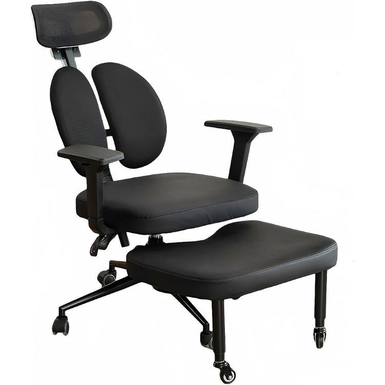 Ergonomic Office Chair with Footrest,Criss Cross Office Chair with Split Lumbar Backrest, Adjustable Height, Modern Style, Black, for Home Office