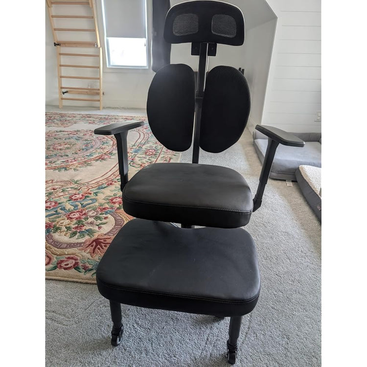 Ergonomic Office Chair with Footrest,Criss Cross Office Chair with Split Lumbar Backrest, Adjustable Height, Modern Style, Black, for Home Office