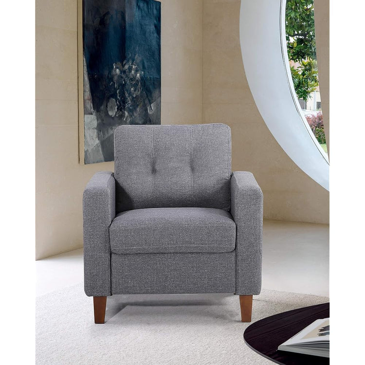 Container Furniture Rossetti Tufted Accent Armchair, Mid Century Upholstered Sofa Chair for Living Room, Bedroom, Home Office with Removable Seat and Back Cushion in Dark Gray, 32.87 Inches
